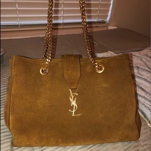 Authentic YSL suede camel hand bag